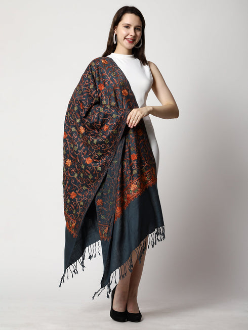 Women's Aari Embroidery Wool Stole